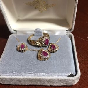 10kt Gold and Ruby Set with Diamond accents!
